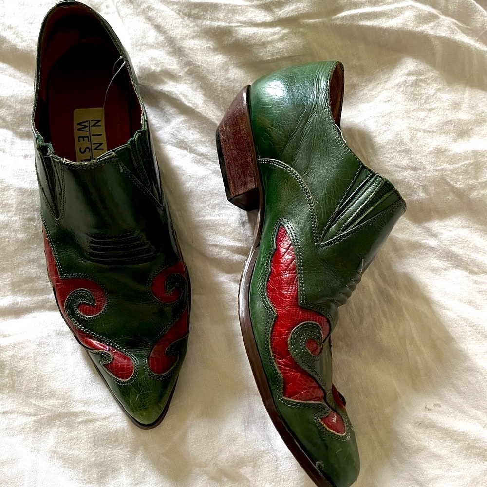 Vintage leather slip ons